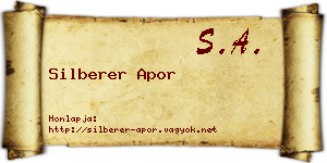 Silberer Apor névjegykártya